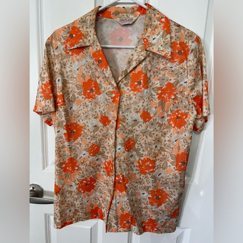 Jaylan of California Vintage Womens Poppy Orange Retro Polyester Shirt And Pants